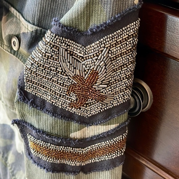 Free People Embellished Military Shirt Jacket size Small - Picture 3 of 5